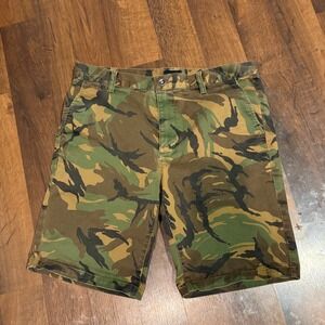 RVCA Mens Week-End Stretch Camo Chino Shorts Size 34 Woodland Camouflage Green